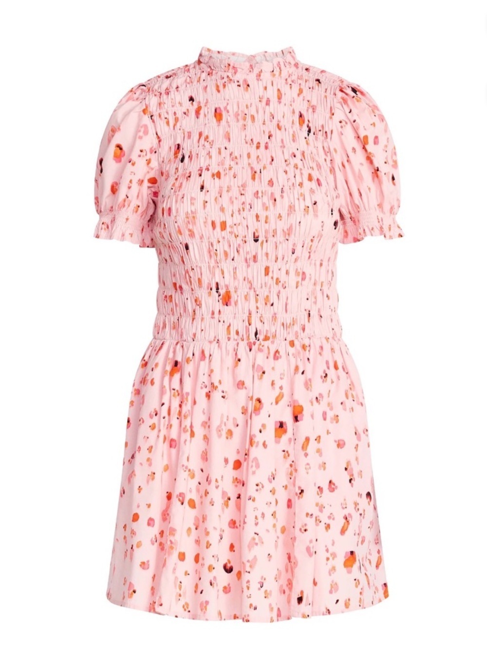 Scoop Pink Floral Smocked Puff Sleeve Mini Dress Large NWT - Picture 5 of 8